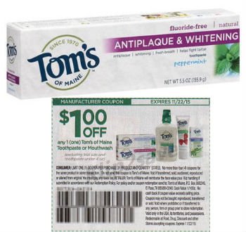 Tom's Toothpaste coupon