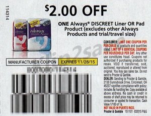 Always liner coupon