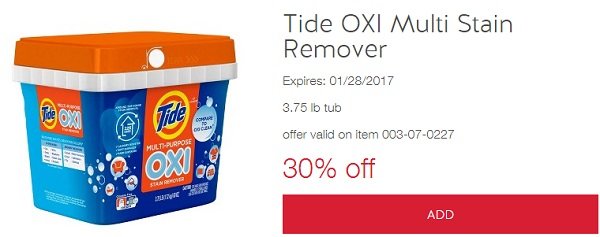 Tide Oxi Cartwheel offer