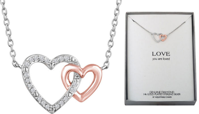 Diamond Accent Sterling Silver & 14K Rose Gold Necklace