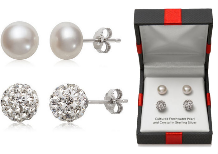 Pantallas Cultured Pearl & Crystal Sterling Silver solo $10 JCPenney