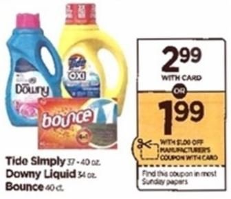Tide Simply - Downy o Bounce Sheets - Rite Aid Ad 4-22-18