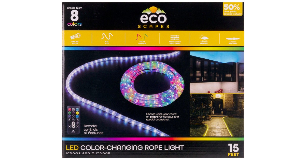 EcoScapes LED Color-Changing 15' Rope Light en Sam's Club