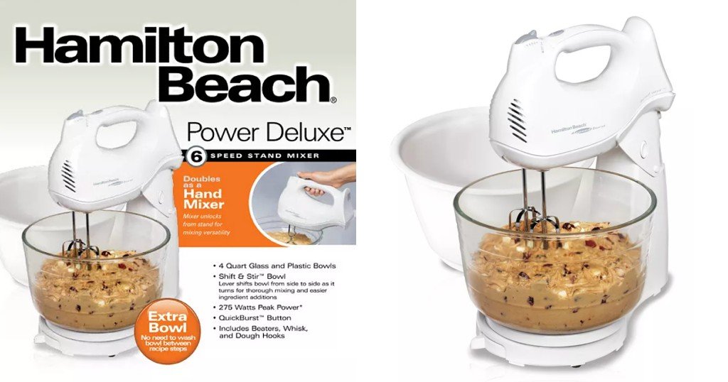 Hamilton Beach Power Deluxe 6 Speed Stand Mixer, 6 Speeds, White, 64695N 