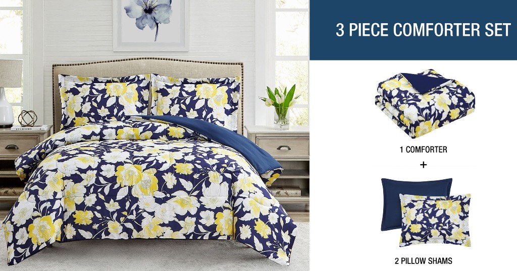 Set de Comforter Aster Floral de 3 Piezas Reversible