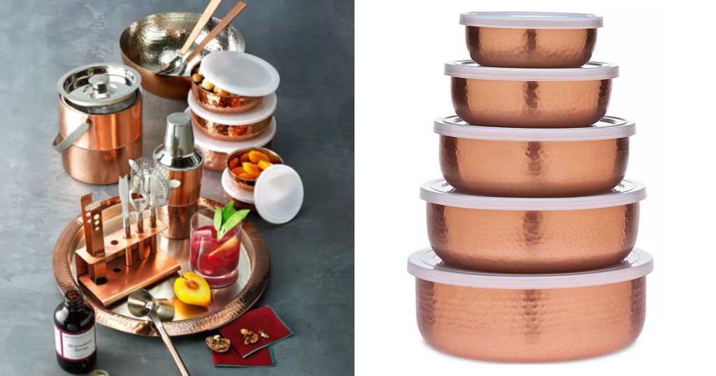Set Godinger Hammered Copper Storage Bowls