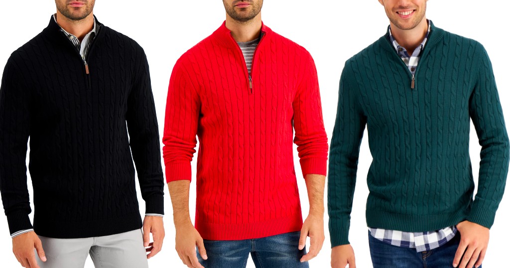 Sweater-Club-Room-Cable-Knit-Quarter-Zip