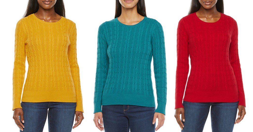 Read more about the article Sweaters St. John’s Bay Cable Pullover a solo $11.04 (Reg. $32) en JCPenney