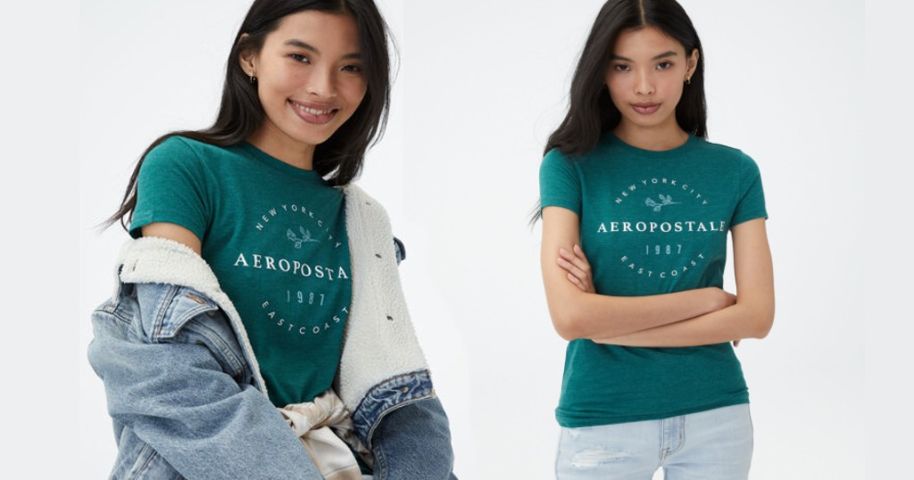 Camisa-Aeropostale-NYC-Rose-Circle-Graphic-T-Shirt