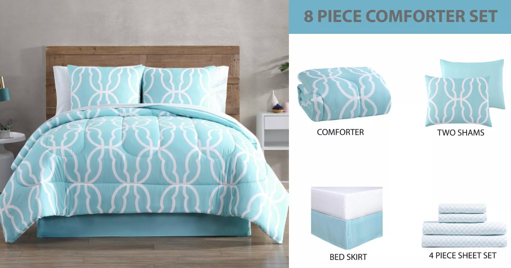 Set de Comforter Hallmart Collectibles Lendessa Reversible de 8 Piezas a solo $34.99 (Reg $100)
