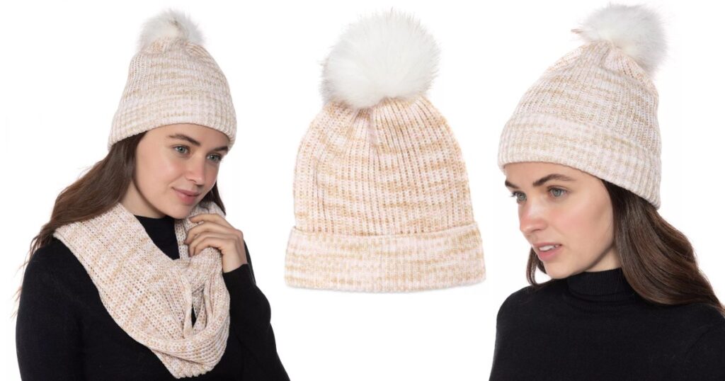 Beanie-Style-Co-Marled-Space-Dyed-Faux-Fur-Pom-Beanie