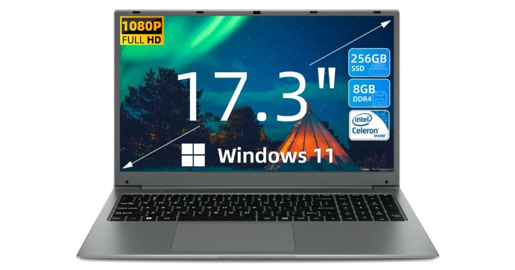 SGIN 17-in Laptop 8GB 256GB SSD Windows 11